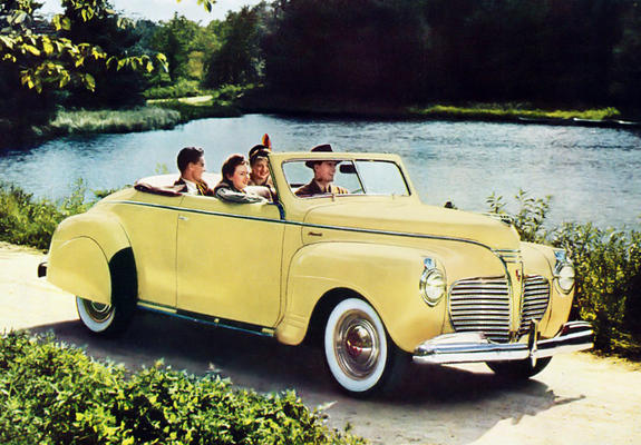 red, no top 1941 Plymouth Deluxe Convertible car print
