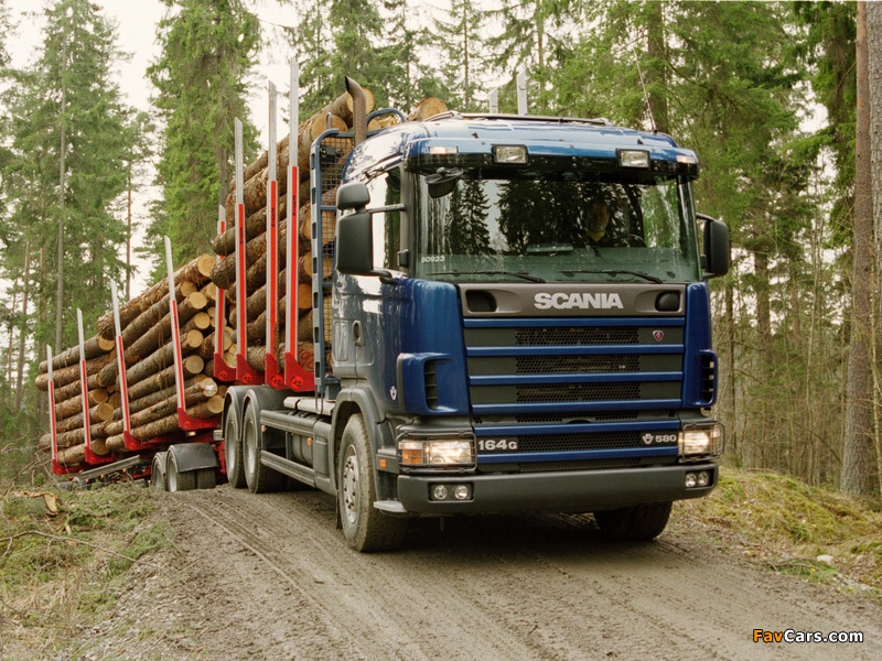 Scania R164GB 580 6x4 Timber Truck 1995–2004 photos (800 x 600)
